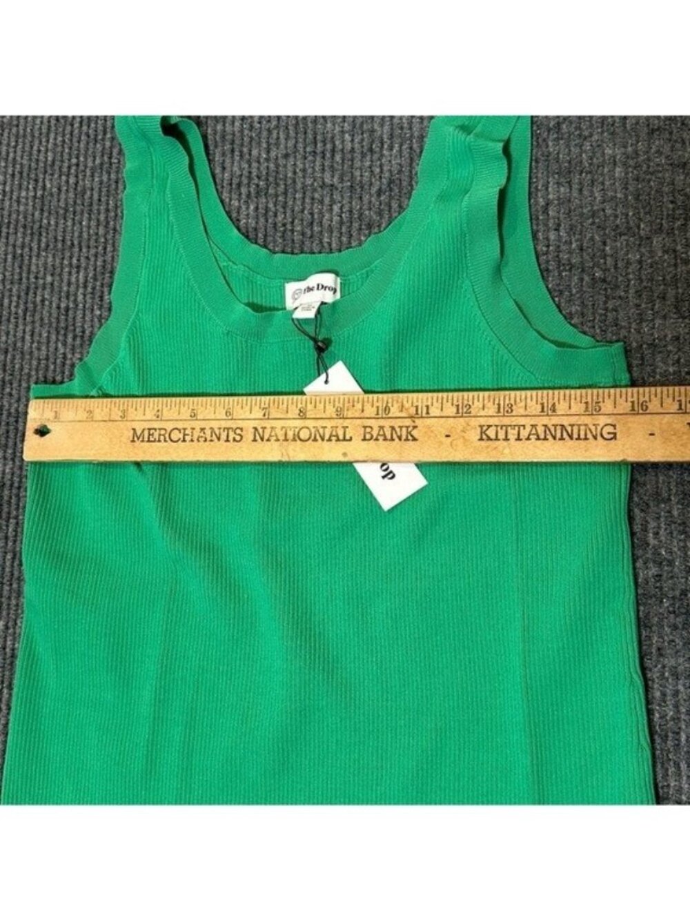 The Drop XL Yasmin Ribbed Midi Tank Dress Sleeveless Stretch Jade Minimalist NWT - Picture 5 of 9
